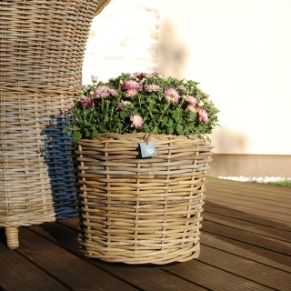 RATANOVÝ Kvetináč DRYPOT, Grey, Ø34x30 cm