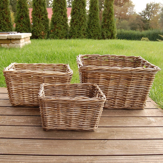 Ratanové ÚLOŽNÉ KOŠE, Grey - 3 KUSY