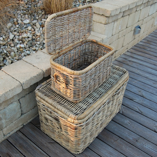 Ratanové ÚLOŽNÉ KOŠE s VÍKEM XLS - SET 2 KUSY